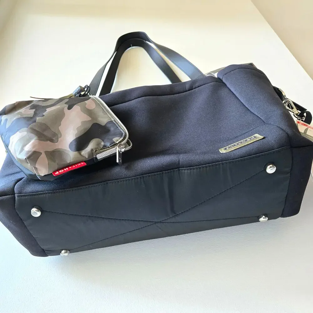 Skip Hop NEW Nolita Neoprene Black Camo Diaper Tote Bag Camoflage Unisex NWT